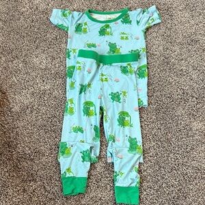 Little Sleepies Green Frog Kids Short Sleeve Pajamas